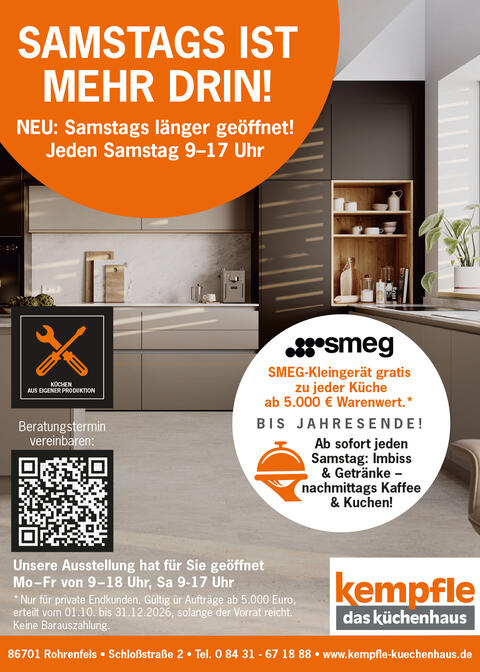 Jeden Samstag 9-17 Uhr