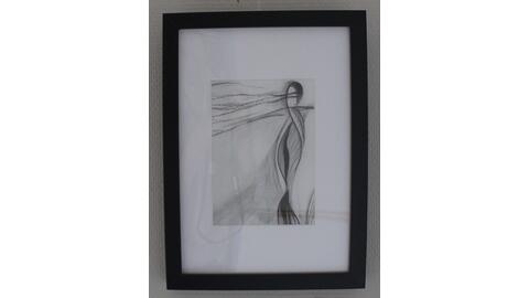 Die Tänzerin“ mit Kohlestift auf Papier ist ein Lieblingswerk der Künstlerin Lina Lampe.