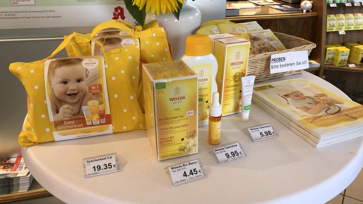 weleda-produkte-in-gelber-verpackung-apotheke-der-barmherzigen-brueder